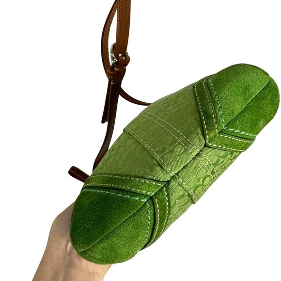 Vintage Coach Lime Green Signature Crossbody Bag Y2K - Picture 6 of 14